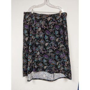 Notations Womens Floral Skirt Size 3X Black Blue Purple HiLO Aline
